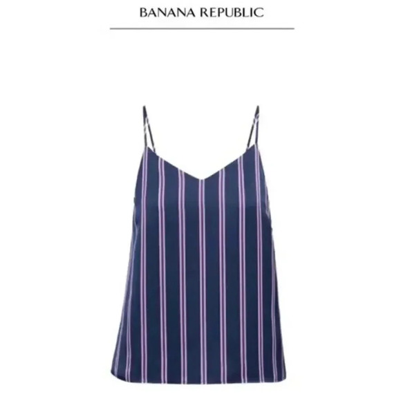 NWT Banana Republic Navy Blue Purple Striped Essential Cami Camisole Tank Top S - Picture 3 of 7